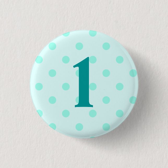 Stylish Aqua Polka Dots Age Button (Front)