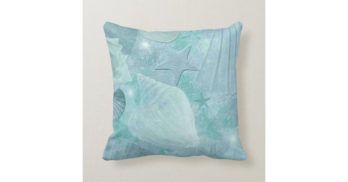 Stylish Aqua Seashell Pillow | Zazzle