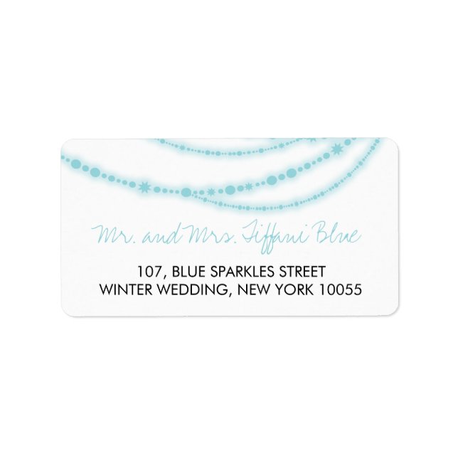 Stylish Aqua Sparkles Glow Strands Wedding Address Label (Front)