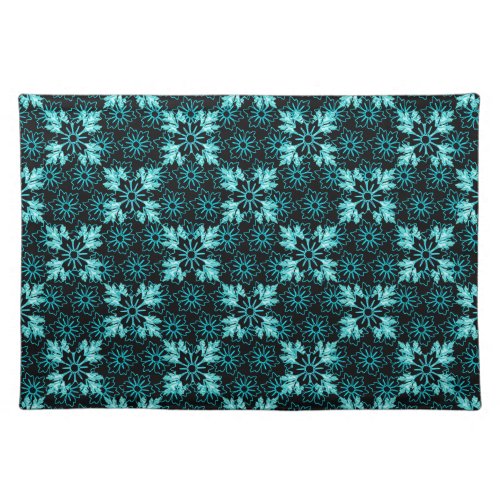 Stylish Aqua Teal and Black Floral Placemat