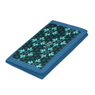 Stylish Aqua Teal and Black Flower Pattern