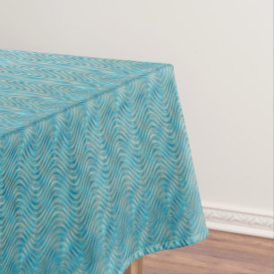 Stylish Aqua Turquoise Blue Waves Art Pattern Tablecloth