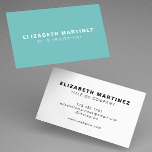 Stylish Aqua Turquoise Front and Back Personalized Business Card