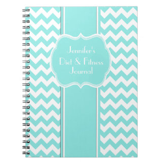 Stylish Aquamarine Chevron Custom Journal