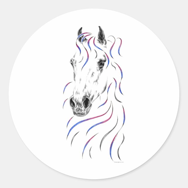 Stylish Arabian Horse Classic Round Sticker (Front)