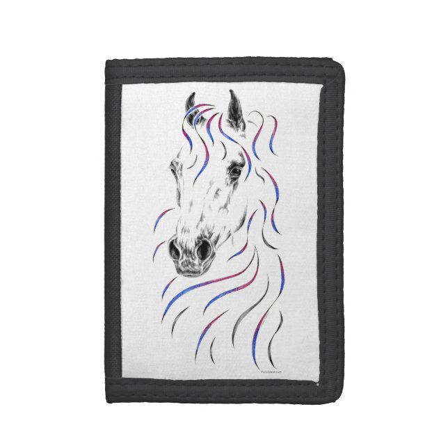 Stylish Arabian Horse Tri-fold Wallet (Front Vertical)