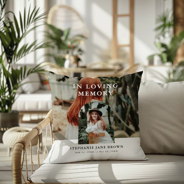 Stylish Arch Photo Collage In Loving Memory Throw Pillow (Creator Uploaded)