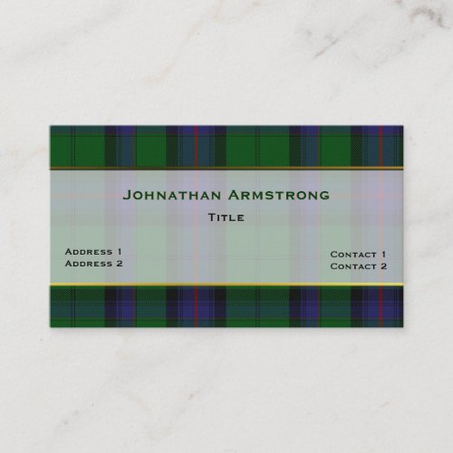 Stylish Armstrong Clan Plaid Custom Business Card