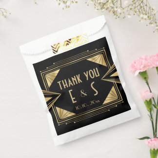 Stylish art deco black and gold wedding hershey®'s favor bag