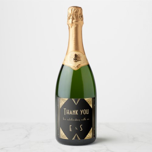 Stylish art deco Great Gatsby Party Wedding Sparkling Wine Label