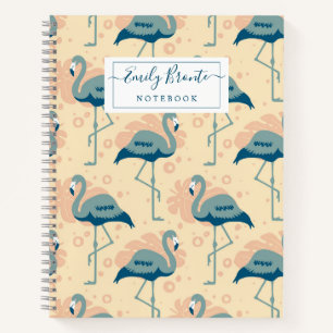 Stylish Art Deco inspired peach Flamingo pattern  Notebook