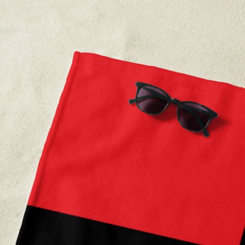Stylish Art Deco Music Notes Red Black White Beach Towel