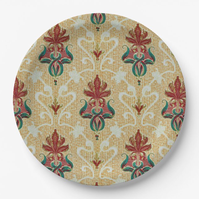 Stylish Art Nouveau Tulip Foliage BBQ Garden Party Paper Plates (Front)