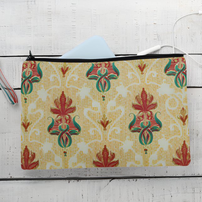 Stylish Art Nouveau Tulip Foliage Motif Wedding Accessory Pouch (Stylish Art Nouveau Tulip Foliage Motif Wedding Accessory Pouch On Wooden Table)
