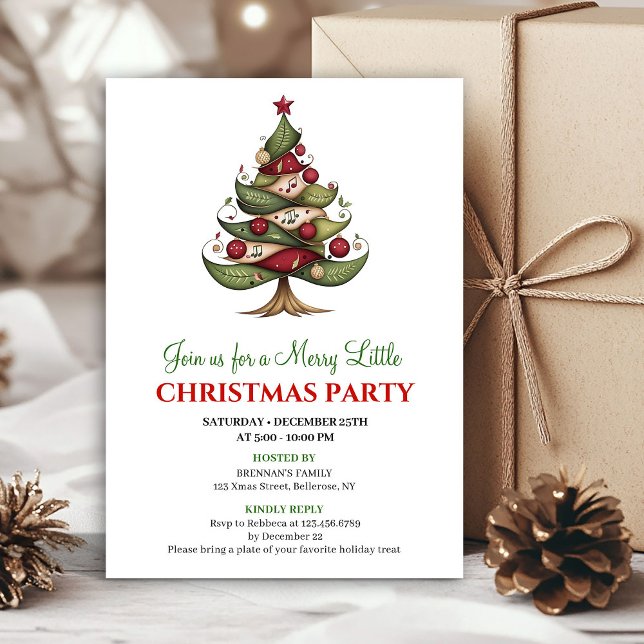 Stylish artistic Christmas tree festive gathering Invitation (Stylish artistic Christmas tree festive gathering)