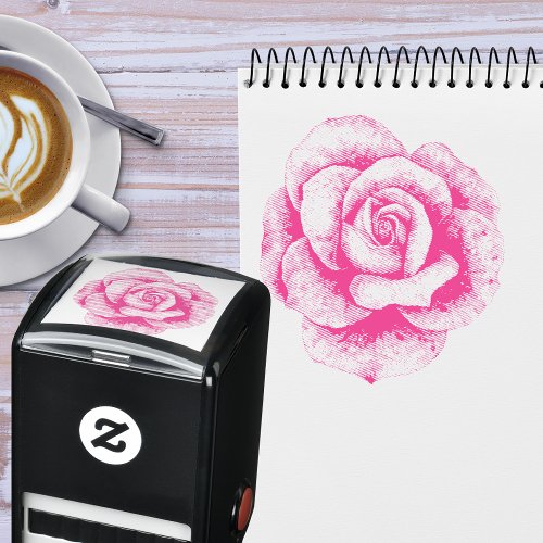 Stylish Artistic Vintage Style Etched Rose Flower Self_inking Stamp