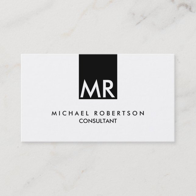 Stylish Attractive Monogram Black White Business Card (Front)