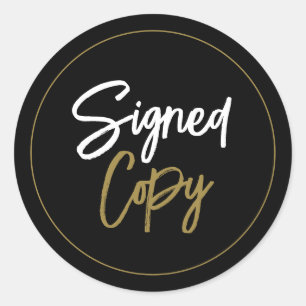 Stylish Author's "Signed Copy" Book Signing Classic Round Sticker