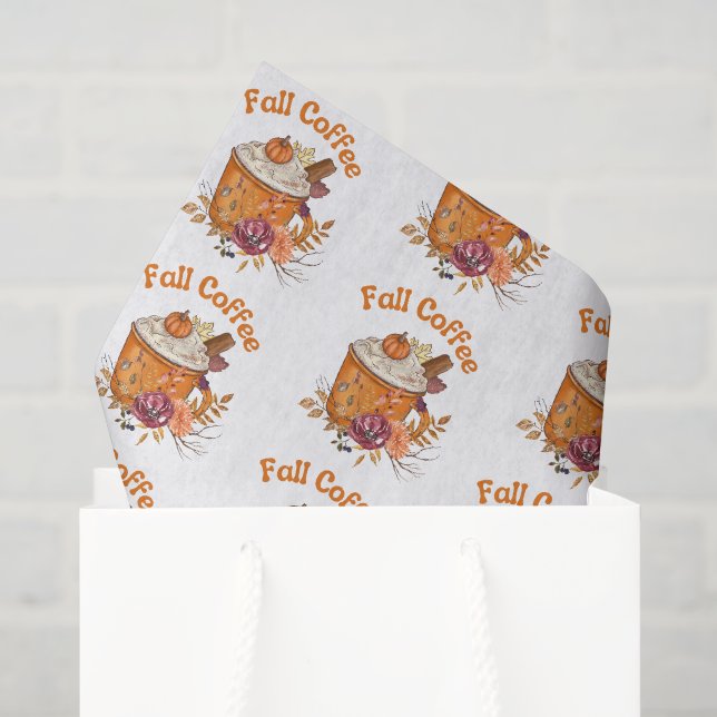 stylish autumn fall coffee orange pattern tissue paper (Gift Bag)
