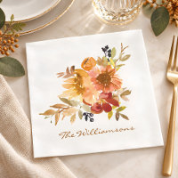 Stylish Autumn Fall Watercolor Floral Personalized