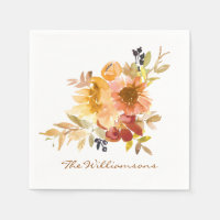 Stylish Autumn Fall Watercolor Floral Personalized
