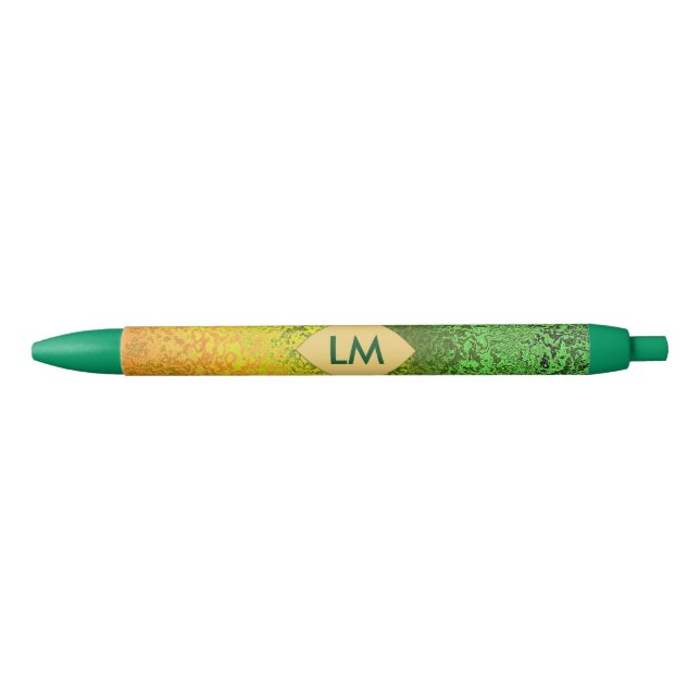 Stylish Autumn Yellow and Green Your Monogram Pen (Front)