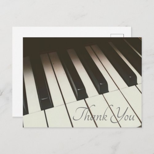 Stylish BW Piano Keys Photo _  Thank You Postcard