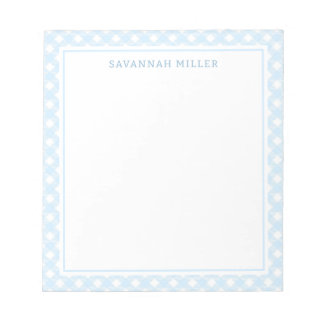 Stylish Baby Blue and White Gingham Pattern Notepad