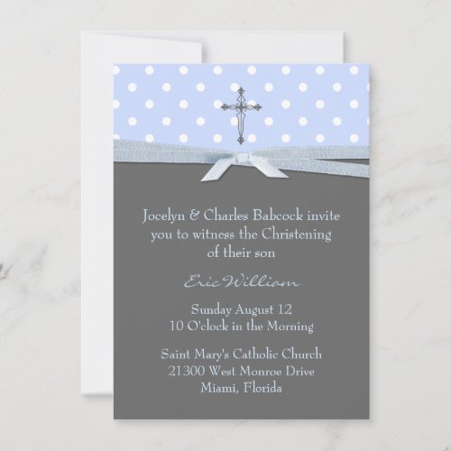 Stylish Baby Boy Christening Invitation