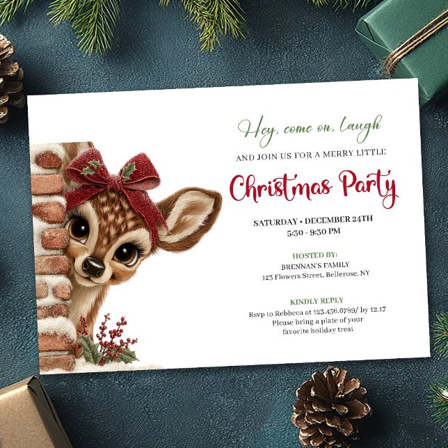 Stylish Baby Deer Cartoon Funny Watercolor Party  Invitation (Stylish Baby Deer Cartoon Funny Watercolor Party Invitation

)