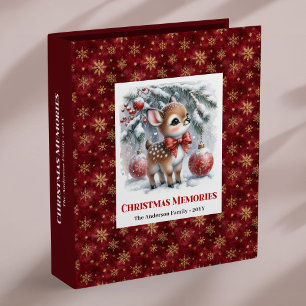 Stylish Baby Deer Christmas Scene Custom Memory 3 Ring Binder