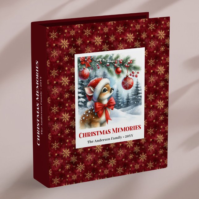 Stylish Baby Deer Snowy Forest Christmas Memory  3 Ring Binder (Stylish Baby Deer Snowy Forest Christmas Memory Album

)