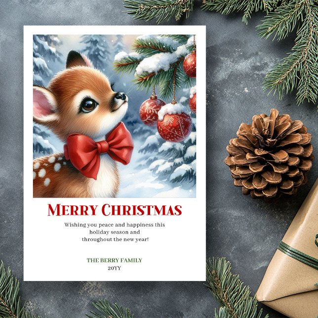 Stylish Baby Fawn Christmas Scene Watercolor Cards (Stylish Baby Fawn Christmas Scene Watercolor Greeting Card

)