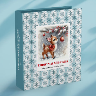 Stylish baby fawn winter scene kids memory album 3 ring binder