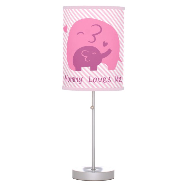 Stylish Baby Girl Elephant Nursery Room Decor Table Lamp (Front)