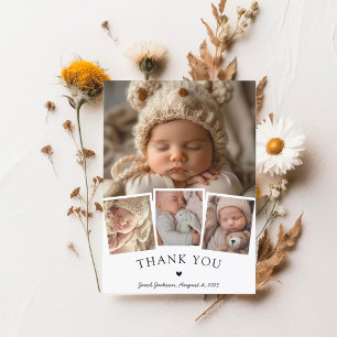 Stylish Baby Photo Collage Modern Thank You Card