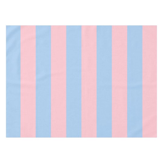 Stylish Baby Pink and Blue Striped Cute Fabric Tablecloth