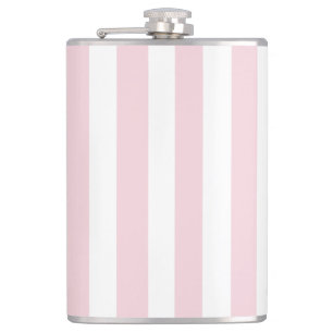 Stylish Baby Pink and White Striped Modern Vintage Flask