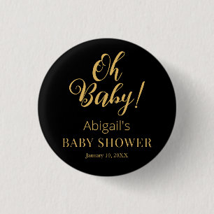 Stylish Baby Shower Button with Personalized Text