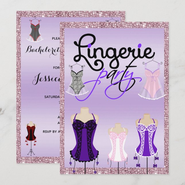 Stylish Bachelorette Lingerie Party Invitation (Front/Back)