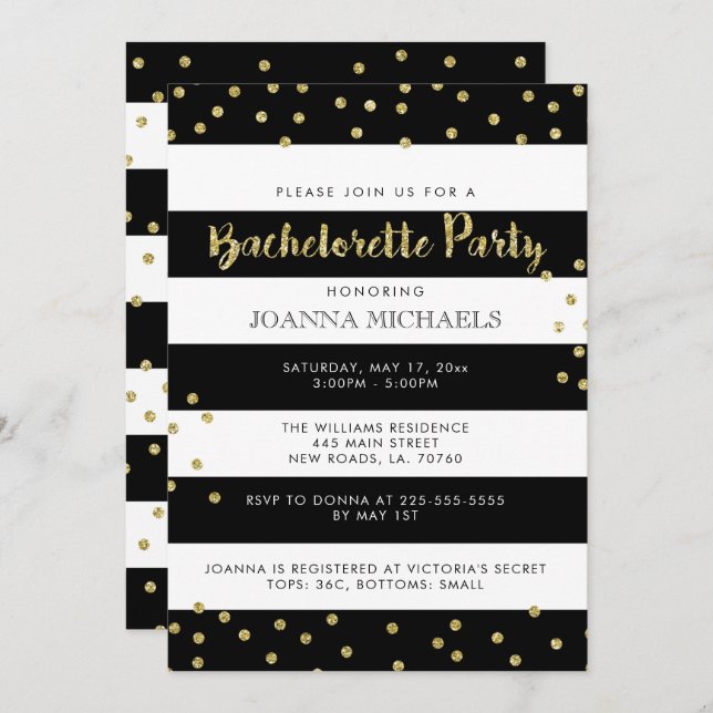 Stylish Bachelorette Party Invitations (Front/Back)