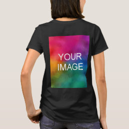 Stylish Back Side Print Design Black Womens Modern T-Shirt