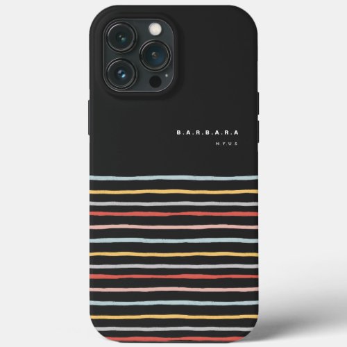 Stylish Back to School Colorful Stripes Monogram iPhone 13 Pro Max Case