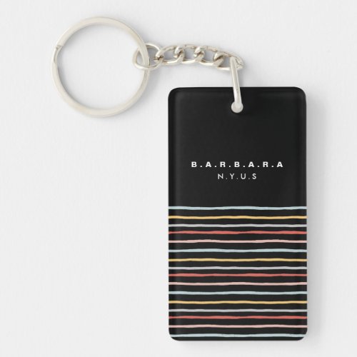Stylish Back to School Colorful Stripes Monogram Keychain