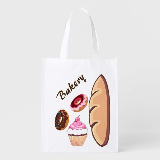 Stylish Bakery Goods Grocery Bag (Front)