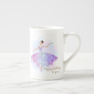 Stylish Ballerina Birthday Wishes Birthday Bone China Mug