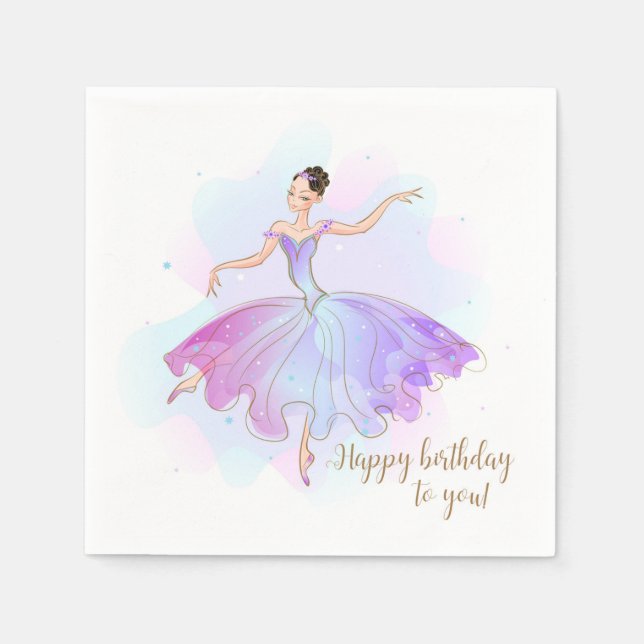 Stylish Ballerina Birthday Wishes | Birthday Napkins (Front)