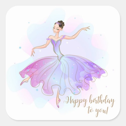 Stylish Ballerina Birthday Wishes  Birthday Square Sticker