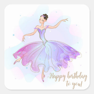 Stylish Ballerina Birthday Wishes Birthday Square Sticker