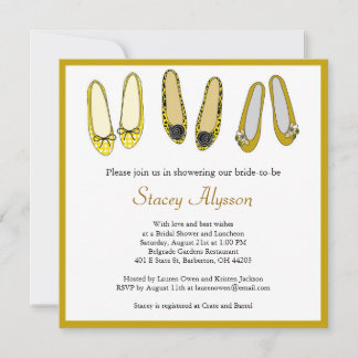 Stylish Ballet Flat Shoes Bridal Shower Invitation